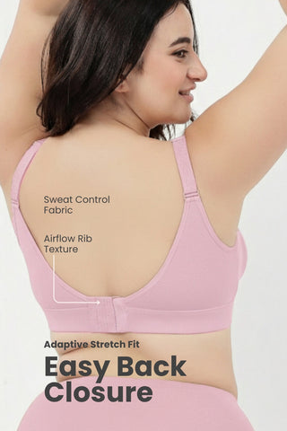Lira Ribbed Cotton Nursing Padded Bra - Baby Pink