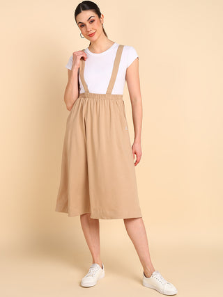 Beige 100% Cotton Jersey Pregnancy Skirt with Detachable Strap & Pockets