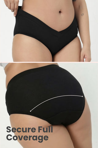 Modal C-Section Panties for Mothers (Pack of 4) (Black, Mauve, Navy & Matcha)