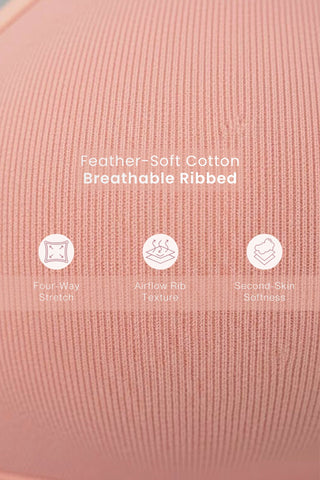 Lira Ribbed Cotton Nursing Padded Bra - Rose Gold
