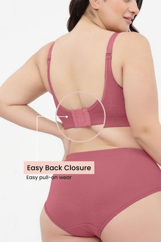 Riva Fine Rib Bra & Mid Rise Panty Set - Blush