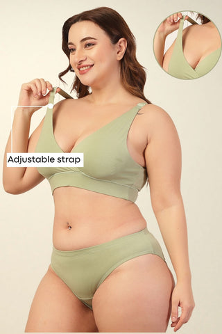 247 Extra Support Cotton Feeding Bra with Adjuster - Pista