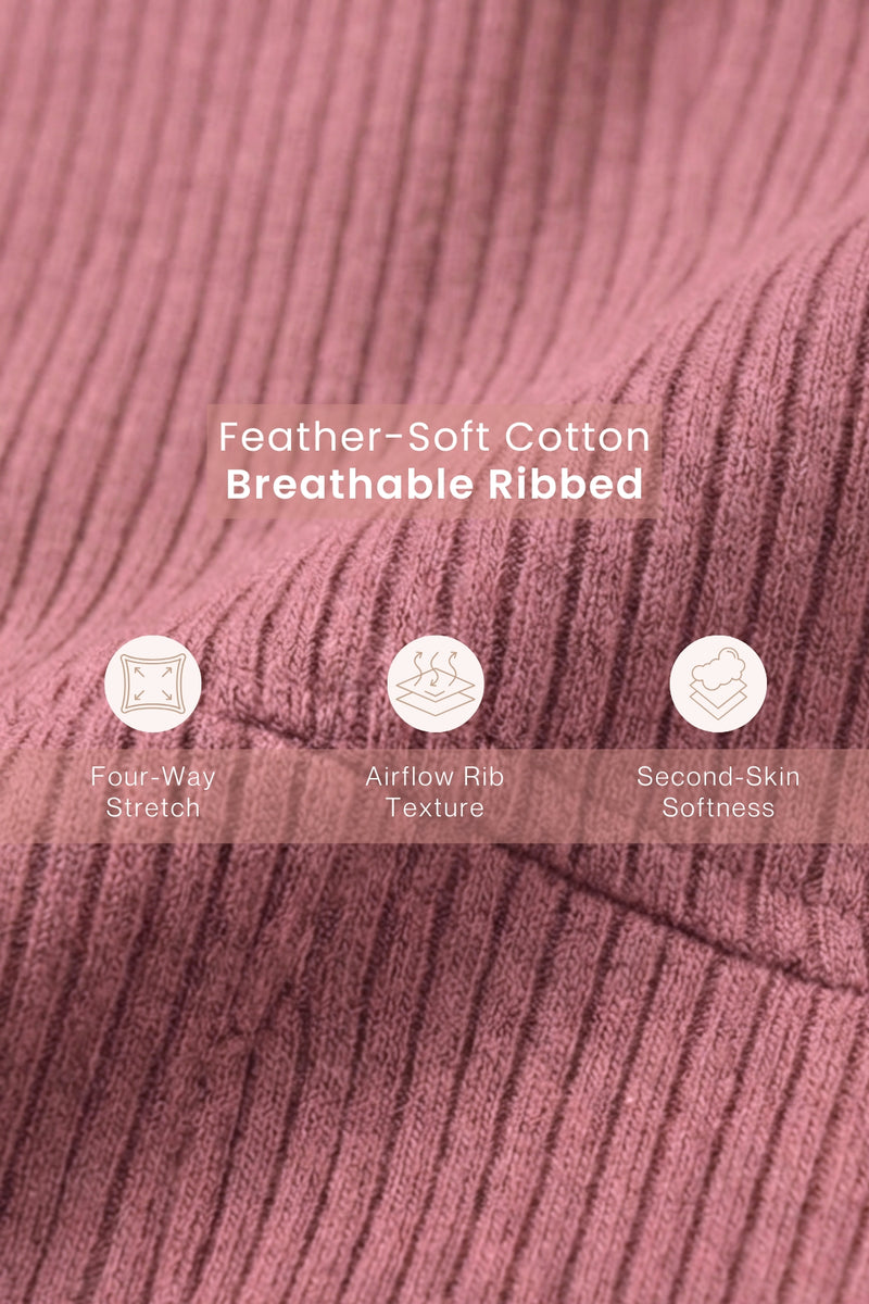 Riva Fine-Rib Cotton Feeding Bra - Rose Gold