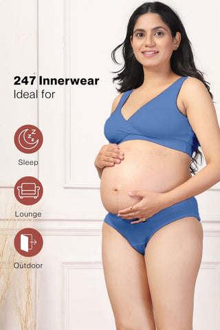 247 Melange Blue Padded Maternity Feeding Bra