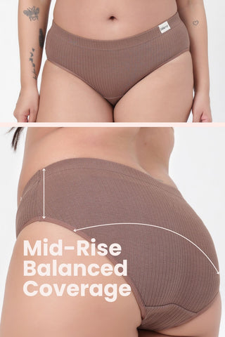 Sera Broad Rib Mid Rise Hipster - Mocha