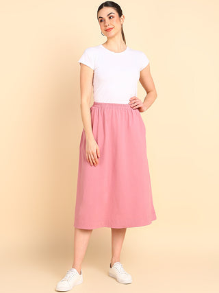 Pretty Pink 100% Cotton Jersey Maternity Skirt with Detachable Strap & Pockets