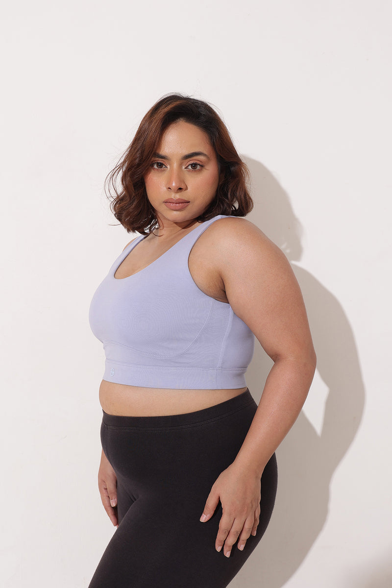 Sculpt & Lift Cotton Sports Bra - M-Blue