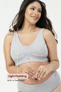 SecureFit Cotton Fixed-Pad Bra - Grey Melange