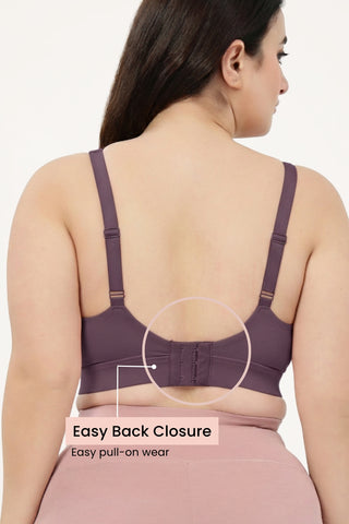 SecureFit Cotton Fixed-Pad Feeding Bra - Purple