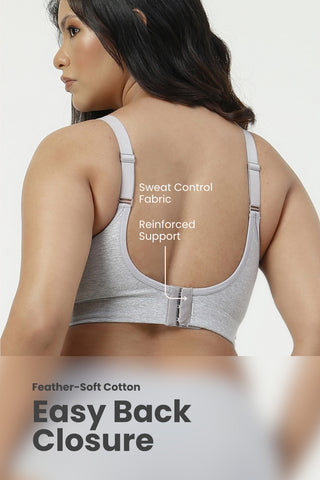 SecureFit Cotton Non-Padded Feeding Bra - Grey Melange