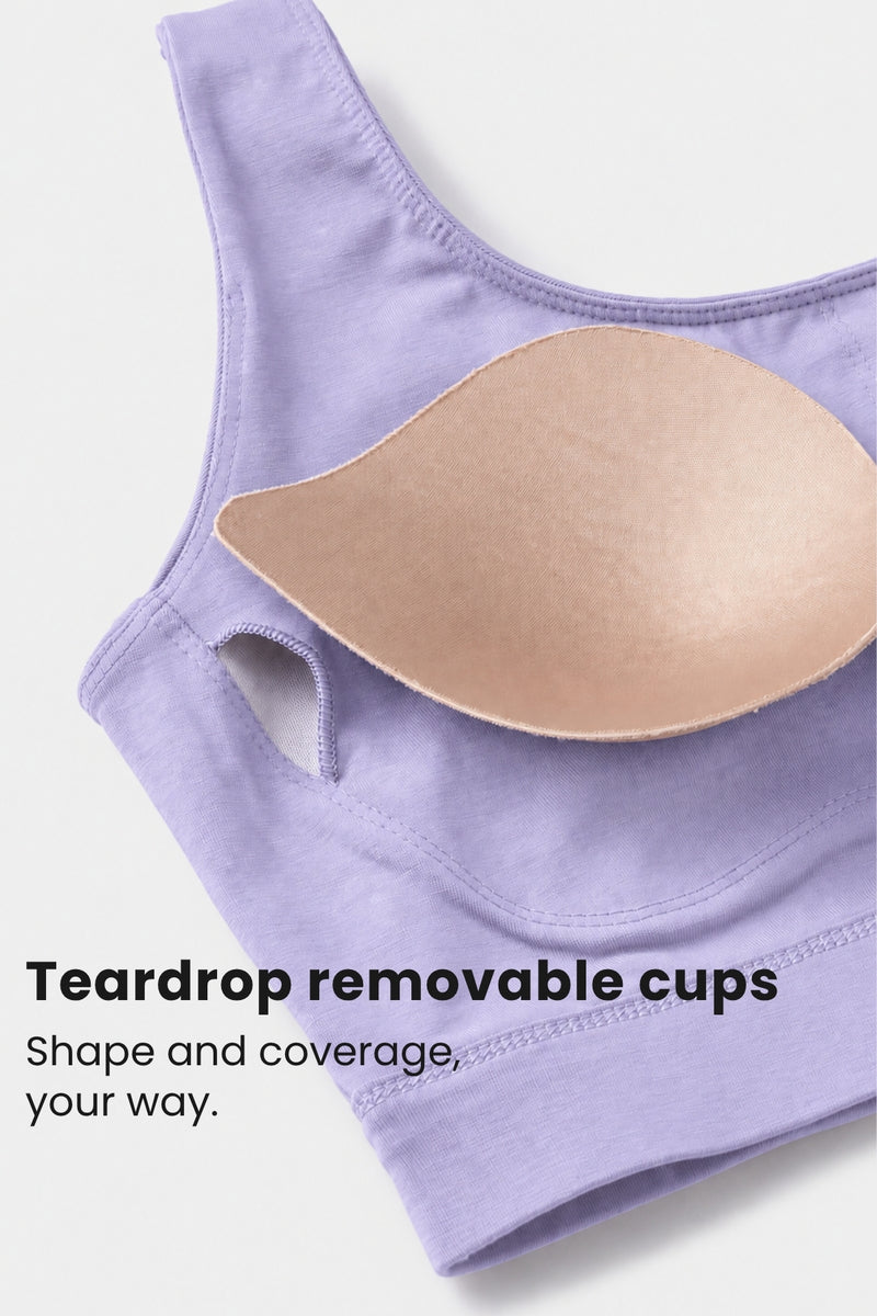 Sculpt & Lift Cotton Sports Bra - M-Blue