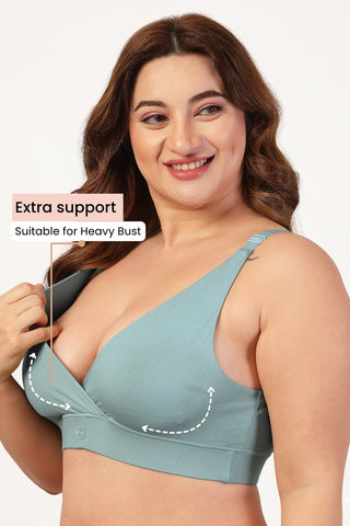 247 Extra Support Cotton Feeding Bra with Adjuster - Mint