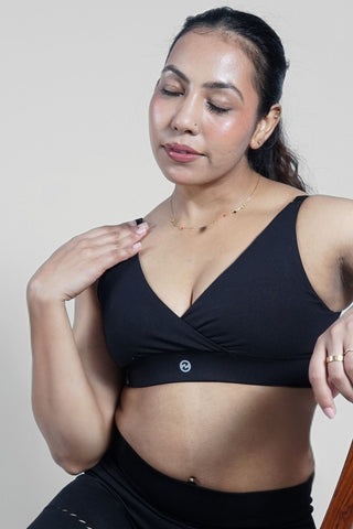 247 Extra Support Cotton Feeding Bra with Adjuster - Black