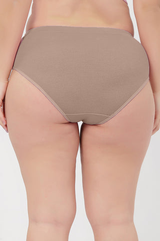 Sera Fine Rib Mid Rise Hipster - Skin