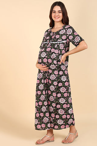 https://houseofzelena.com/products/black-floral-printed-100-soft-cotton-zipless-maternity-maxi
