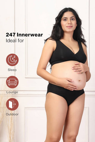 247 Black Padded Maternity Feeding Bra