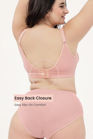 Lira Ribbed Cotton Nursing Padded Bra - Rose Gold