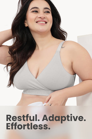 Zena Fine-Rib Bra Pack of 2 - (Lavender & Grey Melange)