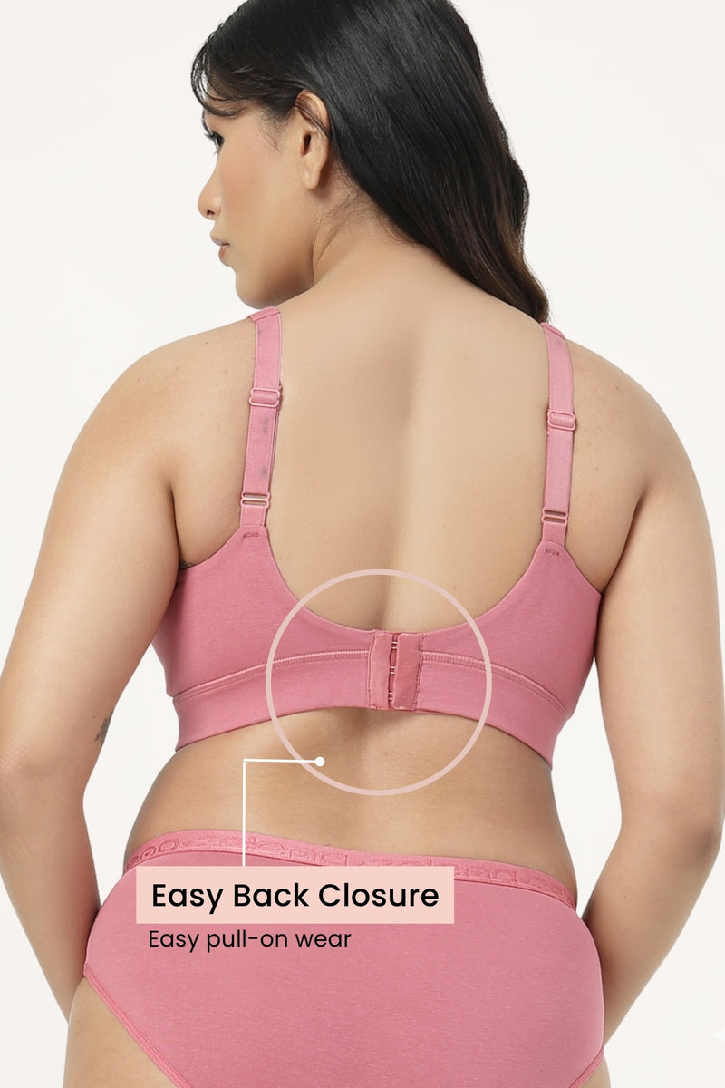 SecureFit Cotton Fixed-Pad Bra - Mauve Rose