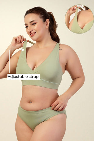 247 Extra Support Cotton Racerback Feeding Bra with Adjuster - Pista