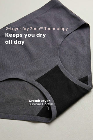 The Invisible Panty Pack Of 3 (Cotton | Mid Rise | Black, Dark Grey & Mauve)