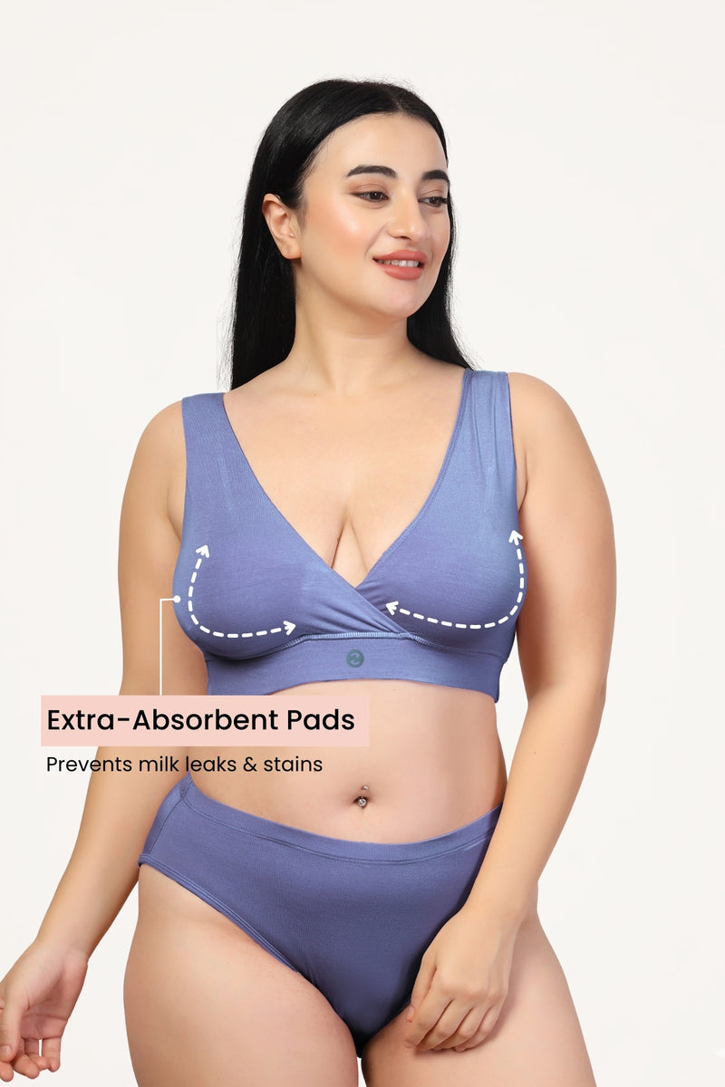 247 (Upgraded) Royal Blue Modal Padded Maternity Feeding Bra