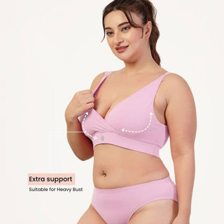 247 Extra Support Cotton Feeding Bra with Adjuster - Pink