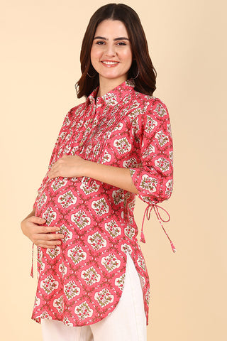 Multicolor Floral Printed 100% Soft Cotton Zipless Maternity Top