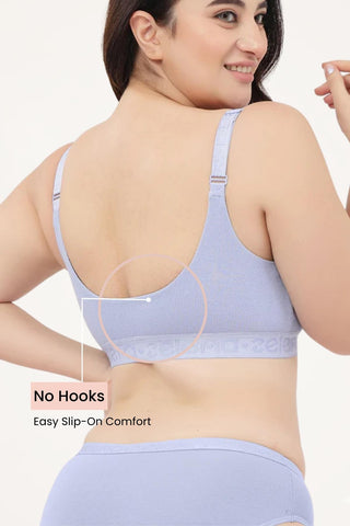 Zena Fine-Rib Bra - Soft Blue
