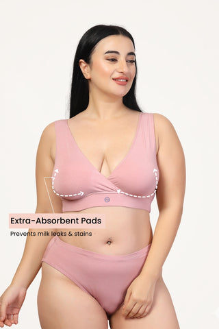 247 Modal Pack of 2 Padded Maternity Feeding Bra (Light Pink)