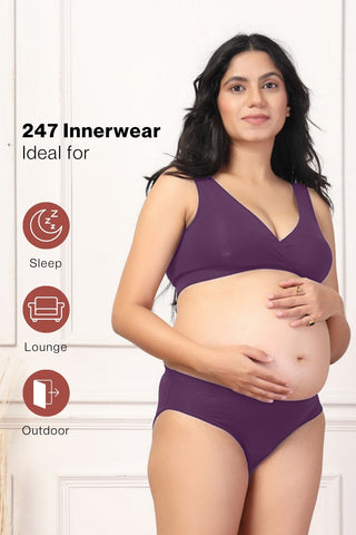 247 Dark Purple Padded Maternity Feeding Bra