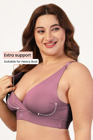 247 Extra Support Cotton Feeding Bra with Adjuster - Lilac