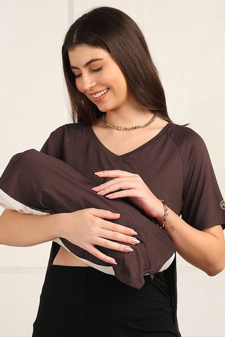 Dark Chocolate Maternity Nursing Top & Shorts Set