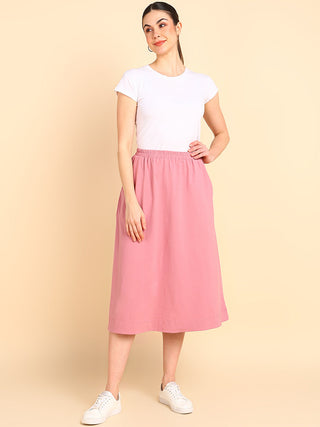 Pretty Pink Cotton Skirt; detachable straps allow the garment to be worn strapless.