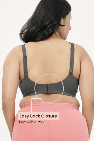 SecureFit Cotton Fixed-Pad Feeding Bra - Grey Melange