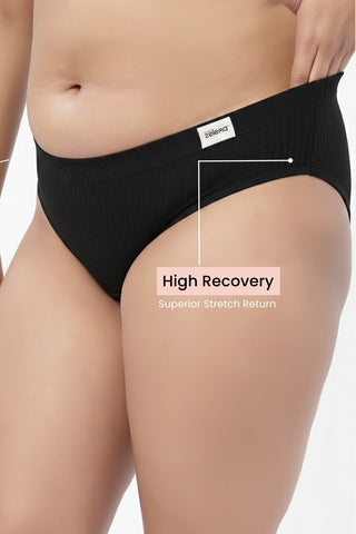 Sera Broad Rib Mid Rise Hipster - Black