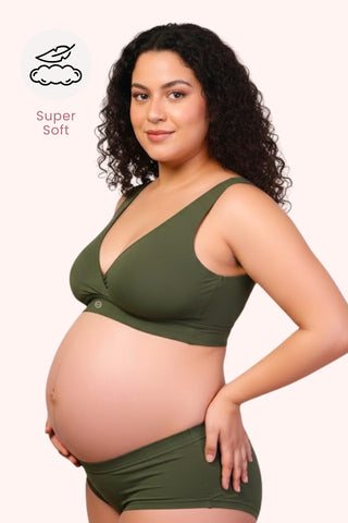 247 Army Green Modal Padded Maternity Feeding Bra