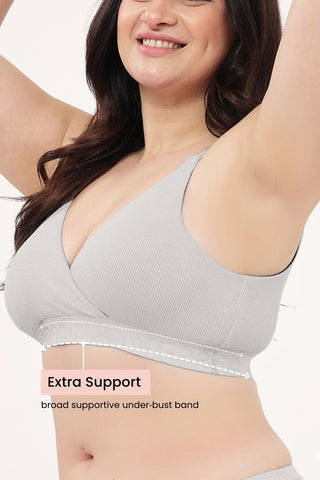 Zena Fine-Rib Bra Pack of 2 - (Lavender & Grey Melange)