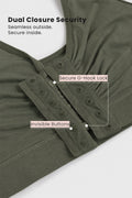Ruched Invisible Button Nursing Bra - Sage Green