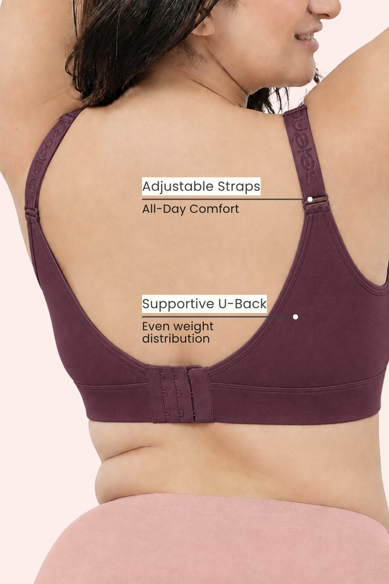 Lira Ribbed Cotton Nursing Padded Bra - Dark Berry