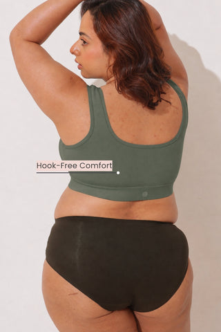 Ruched Invisible Button Nursing Bra - Sage Green