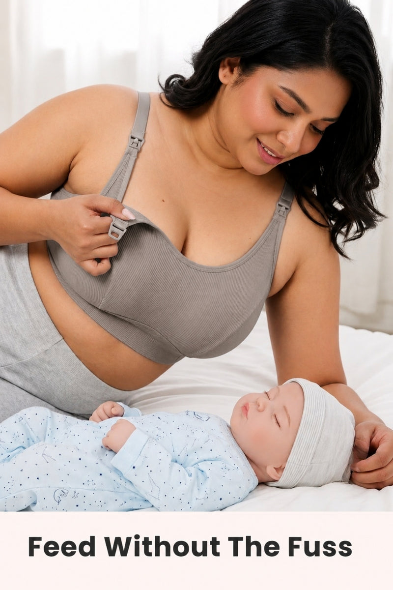 Riva Fine-Rib Cotton Feeding Bra - Dark Skin