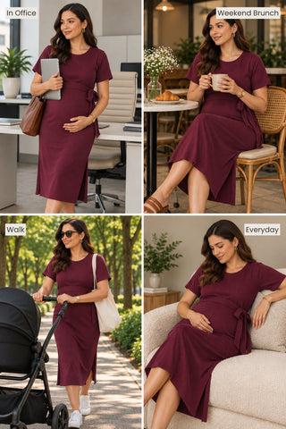 Mario Rib Zipless Feeding Dress - Wine