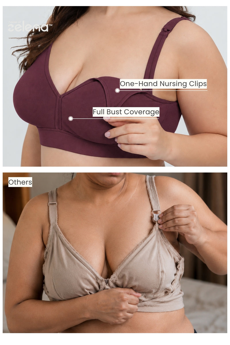 Lira Ribbed Cotton Nursing Padded Bra - Dark Berry