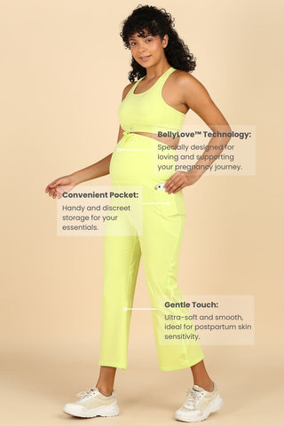 Full Bump-Coverage Lime Flair Maternity Pants