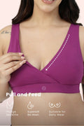247 (Upgraded) Modal Padded Maternity Feeding Bra - Fuchsia