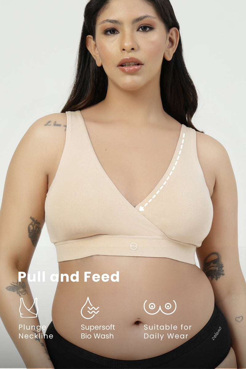 247 (Upgraded) Modal Padded Maternity Feeding Bra - Butter