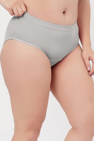 Sera Fine Rib Mid Rise Hipster Pack of 3 - (Skin, Grey Melange, Black)