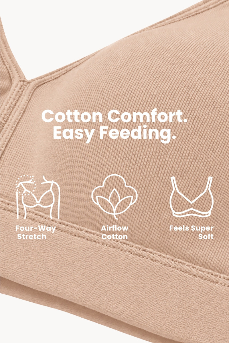 Lira Ribbed Cotton Nursing Padded Bra - Butter