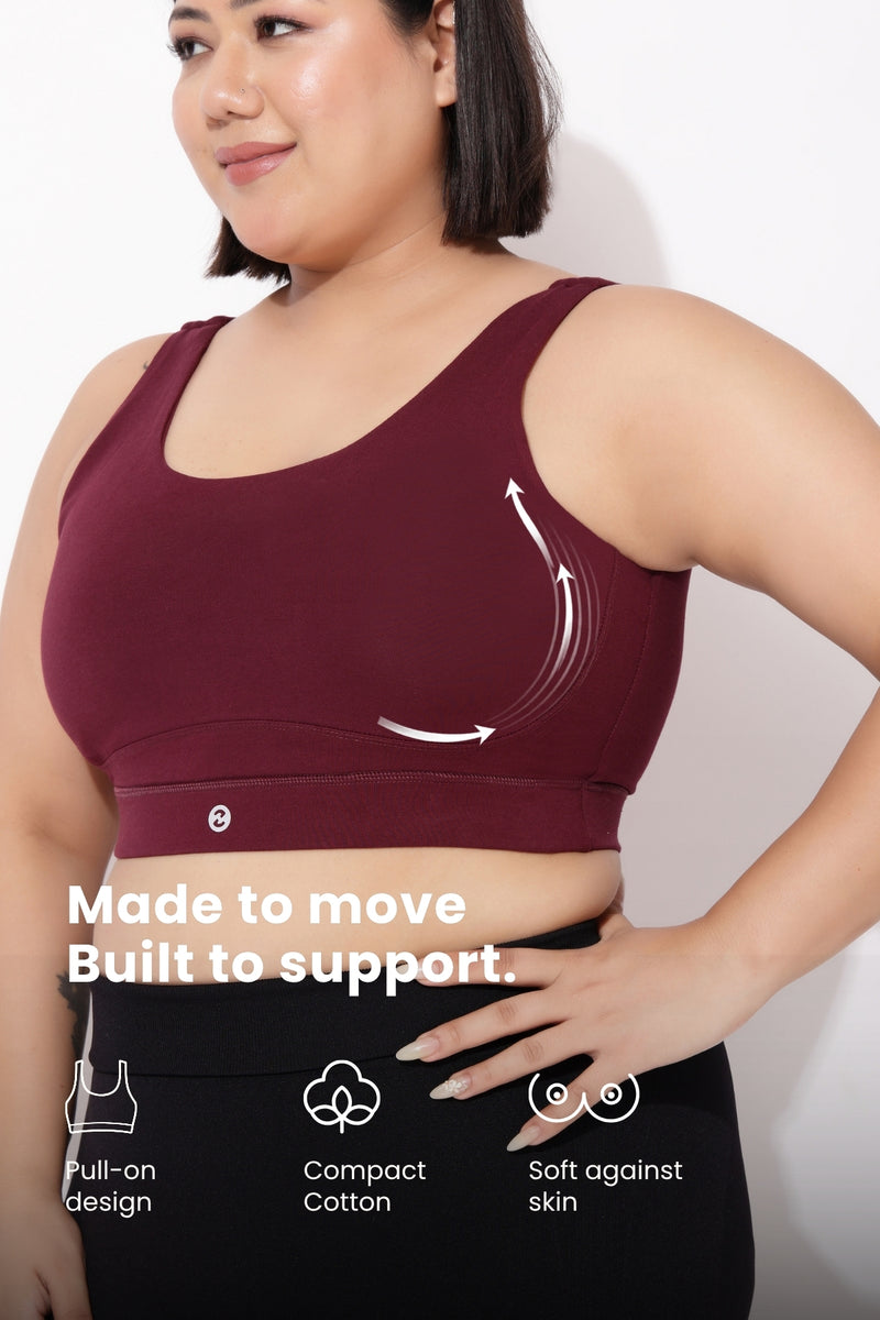 Sculpt & Lift Cotton Sports Bra - Wine